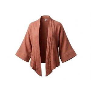 Women Peach/Pink Double Gauze Cotton Kimono Cardigan Open Front Jacket S-M Boho